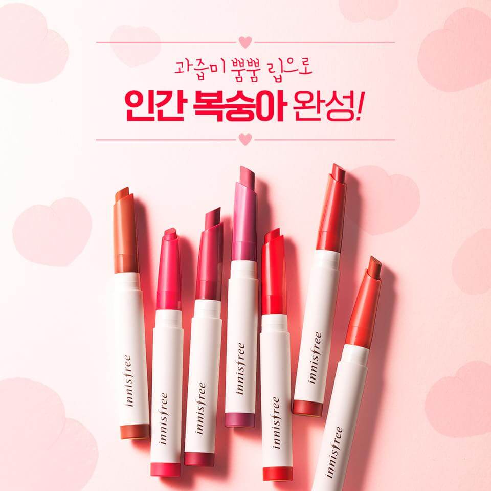 Innisfree Vivid Slimfit Tint 0.6 g  แมทเนื้อนุ่มกลิ่นพีชหอมละมุน สีสดชัดเจน ให้ริมฝีปากเนียนนุ่ม สัมผัสเบาสบาย