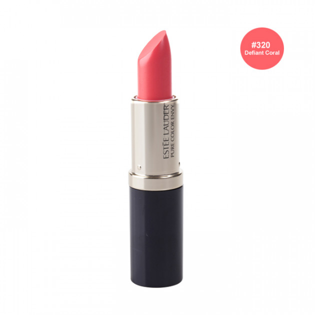 ESTEE LAUDER Pure Color Envy Sculpting Lipstick #320 Defiant Coral 3.5g ลิปสติกเนื้อนุ่มผสมไข่มุก สีสวยคมชัดให้ริมฝีปากคงความชุ่มชื้นได้อย่างยาวนาน